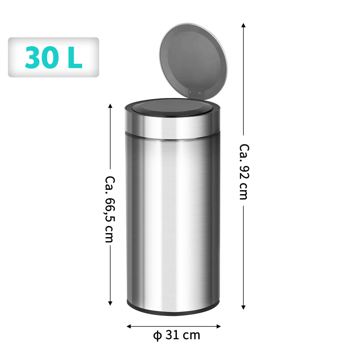 Sensor Mülleimer 30L, rund Ribelli