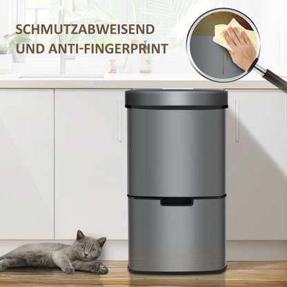 RIBELLI Mülleimer 4 Fächer mit Sensor, 72 l, Edelstahl – Ansicht 18