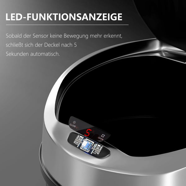 RIBELLI Mülleimer mit Sensor 40, 50, 60 Liter, Edelstahl – Ansicht 3