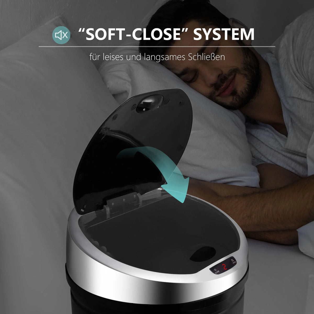 RIBELLI Mülleimer mit Sensor 40, 50, 60 Liter, Edelstahl – Ansicht 5