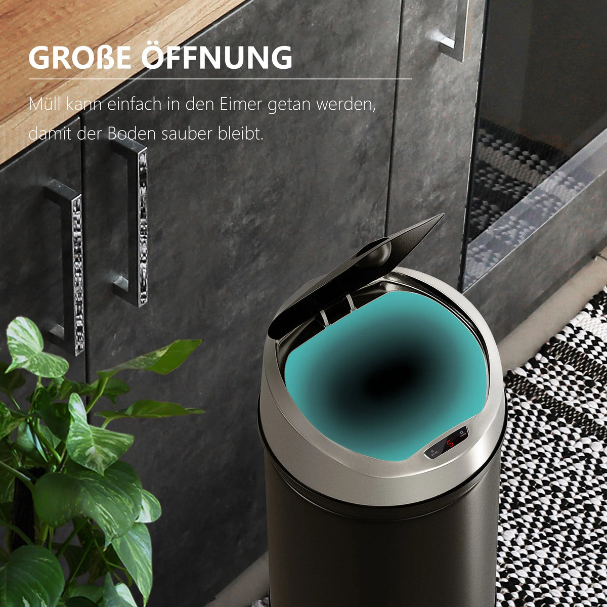 RIBELLI Mülleimer mit Sensor 40, 50, 60 Liter, Edelstahl – Ansicht 6