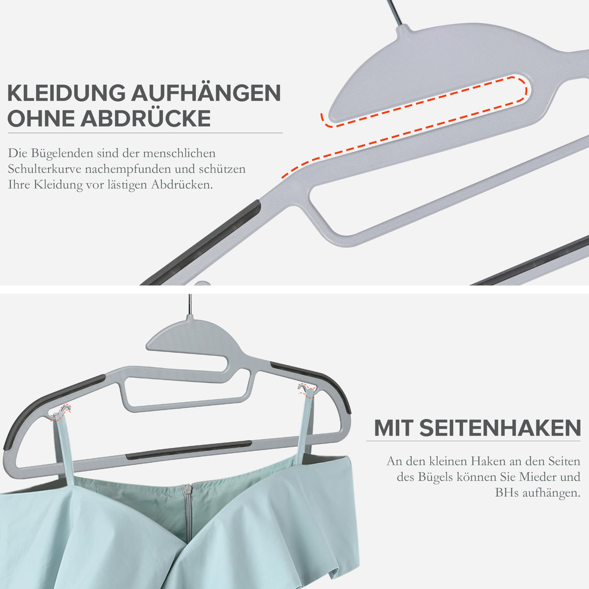 RIBELLI 50er-Set Kleiderbügel Kunststoff – rutschfest – Ansicht 6