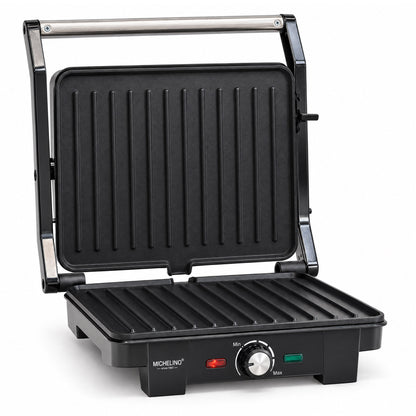 MICHELINO Kontaktgrill 1600W – 25,5×18 cm, Tischgrillfunktion, Fettablauf & 180°-Öffnung