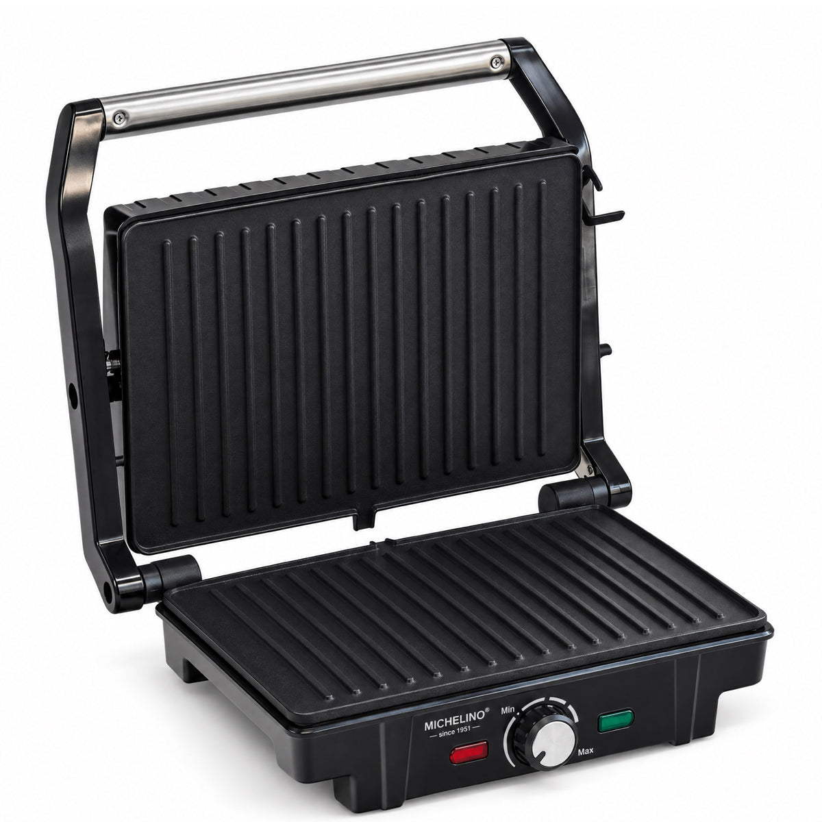 MICHELINO Kontaktgrill XXL 2200W – 29×24 cm, 150°/180° Tischgrill, Fettablauf & Temperaturwahl