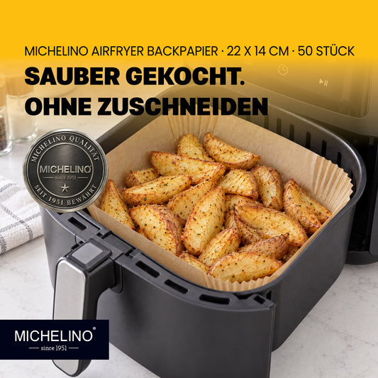 MICHELINO Airfryer Backpapier Rechteckig 22×14 cm – 50 Stück, 12er Display-Set – Ansicht 2