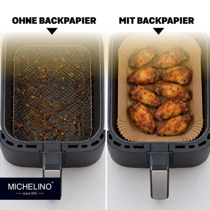 MICHELINO Airfryer Backpapier Rechteckig 22×14 cm – 50 Stück, 12er Display-Set – Ansicht 6