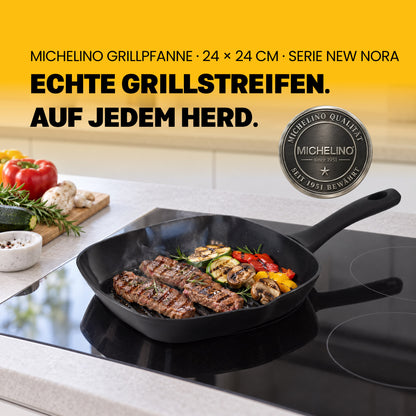 MICHELINO Grillpfanne 24 × 24 cm Serie New Nora Schwarz – PFAS-frei, Keramikbeschichtung, induktionsgeeignet – Ansicht 2