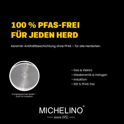 MICHELINO Grillpfanne 24 × 24 cm Serie New Nora Schwarz – PFAS-frei, Keramikbeschichtung, induktionsgeeignet – Ansicht 6
