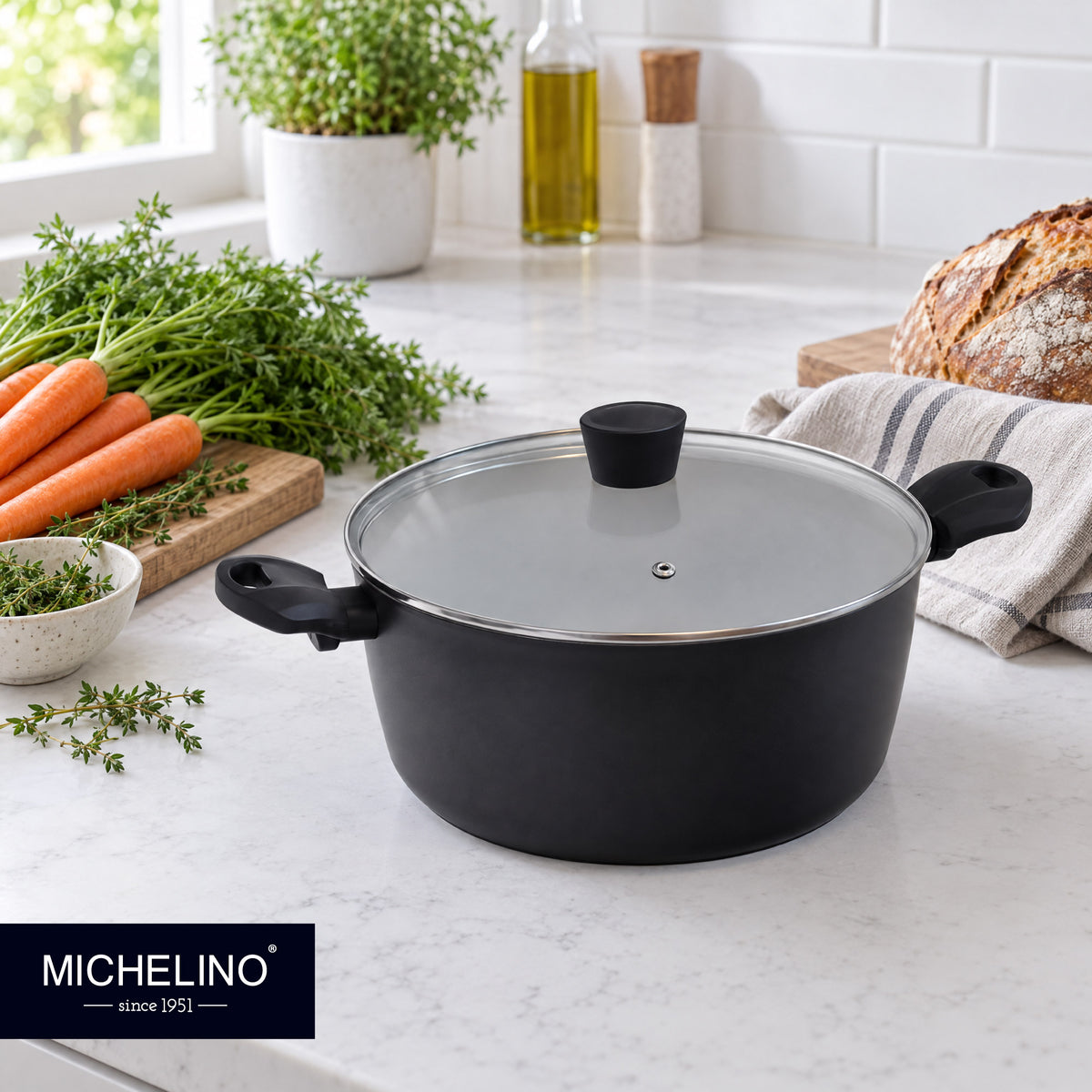 MICHELINO Bratentopf Ø 28 cm Serie Nora Sand – PFAS-frei, Keramikbeschichtung, induktionsgeeignet – Ansicht 5