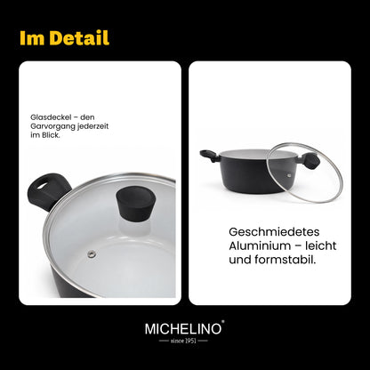 MICHELINO Bratentopf Ø 28 cm Serie Nora Sand – PFAS-frei, Keramikbeschichtung, induktionsgeeignet – Ansicht 9