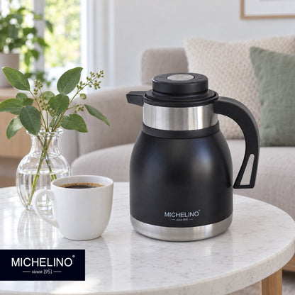 MICHELINO Edelstahl Isolierkanne 1,2 l Serie Marie Schwarz – doppelwandig – Ansicht 5
