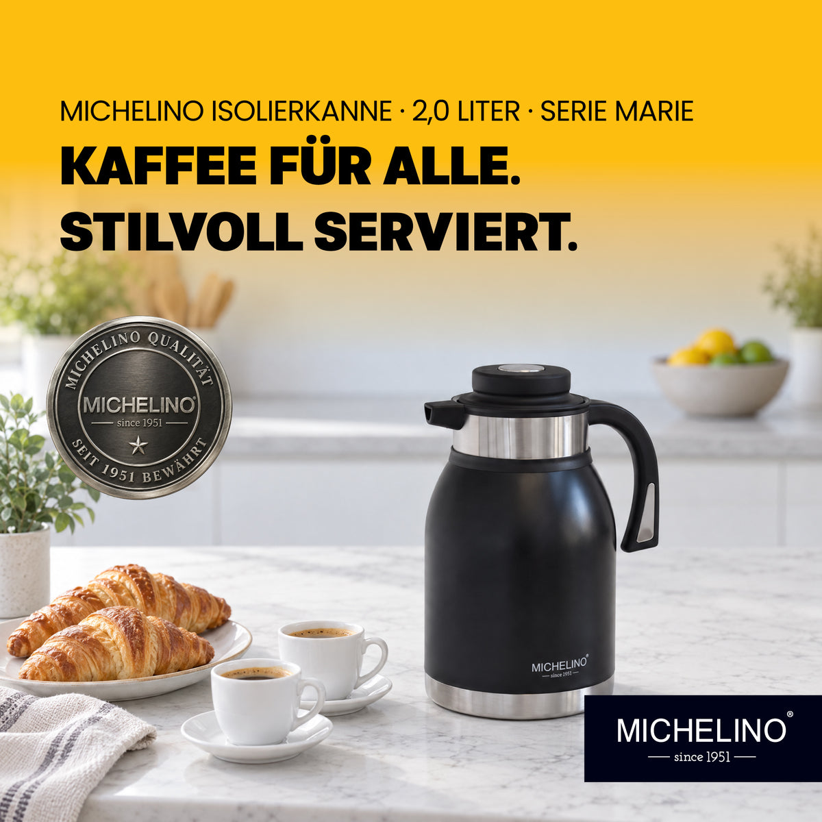 MICHELINO Isolierkanne 2,0 l Serie Marie Schwarz – Ansicht 2