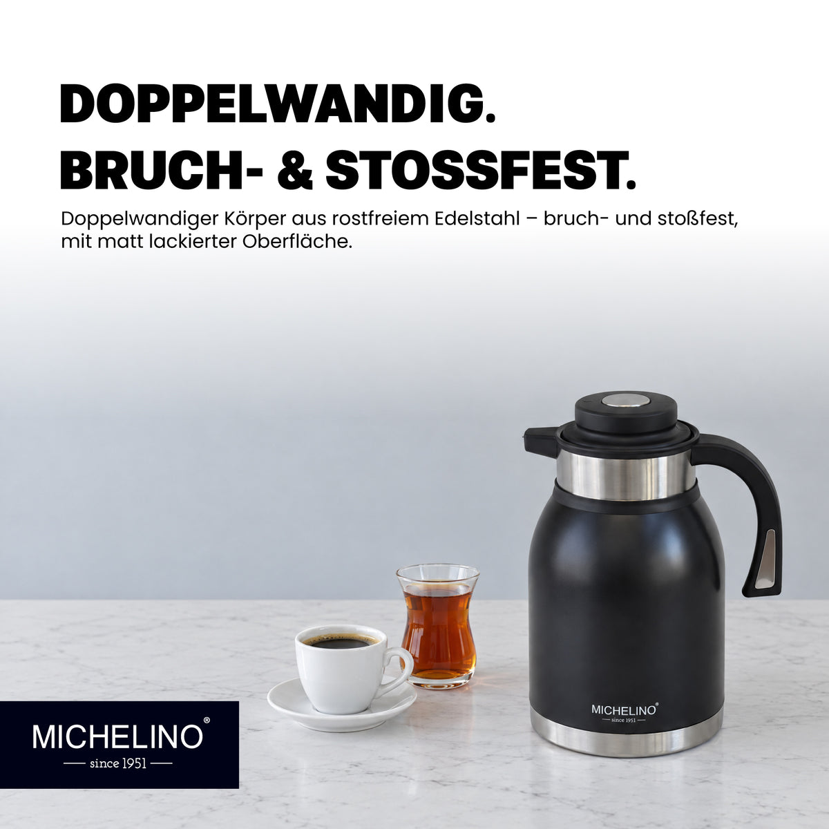 MICHELINO Isolierkanne 2,0 l Serie Marie Schwarz – Ansicht 3