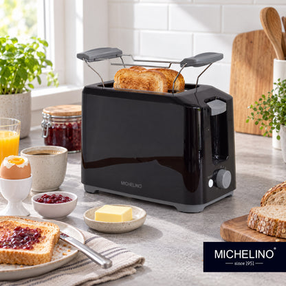 MICHELINO Toaster 2-Scheiben Schwarz – 700W, 7 Bräunungsstufen, Brötchenaufsatz & automatische Zentrierung – Ansicht 5