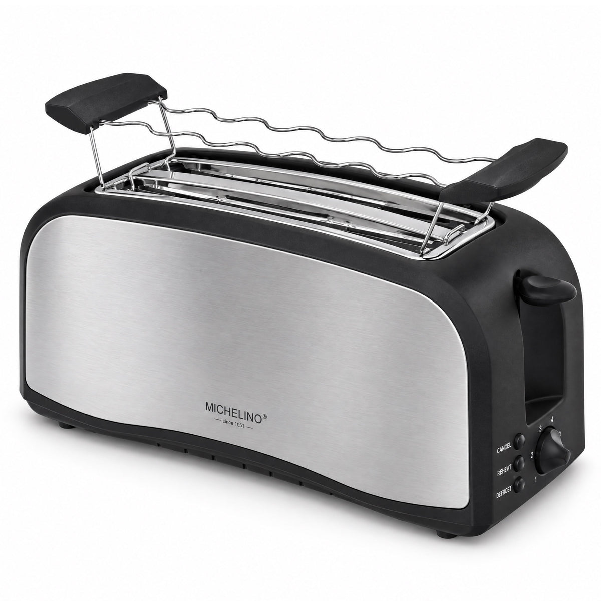 MICHELINO Toaster 4-Scheiben 1400 Watt Edelstahl Schwarz