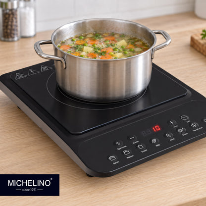 MICHELINO Einzel-Induktionskochplatte Schwarz – 2000W, Kristallglas, 8 Stufen & Siemens IGBT – Ansicht 5