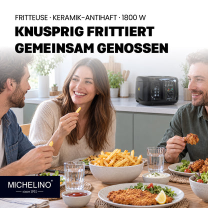 MICHELINO Öl-Fritteuse 2,5 Liter Schwarz – 1800W, Keramik-Antihaft & Sichtfenster-Deckel – Ansicht 8