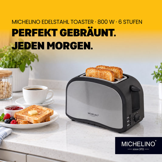 MICHELINO Toaster 2 Scheiben 800 Watt Edelstahl – Ansicht 2