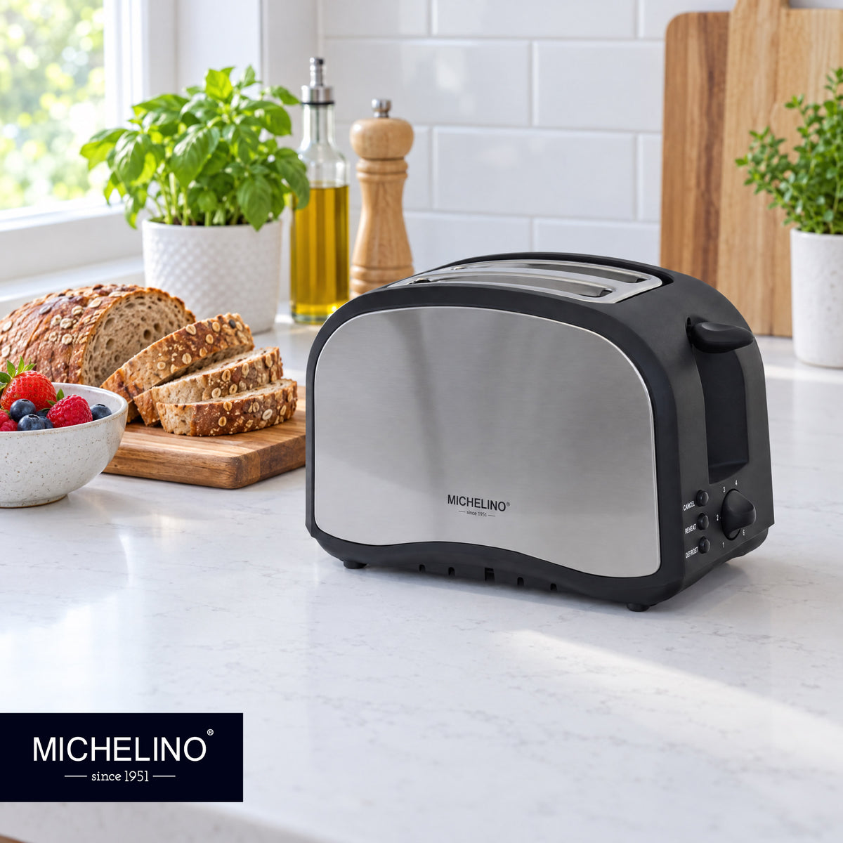 MICHELINO Toaster 2 Scheiben 800 Watt Edelstahl – Ansicht 5