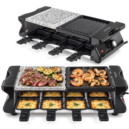 MICHELINO Raclette-Grill 8 Personen – 1200W mit Naturstein-Granitplatte & Thermostat