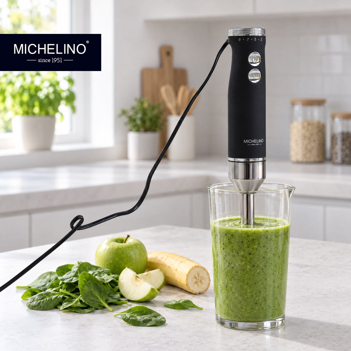 MICHELINO Stabmixer 1000 Watt Edelstahl – DC-Motor, variable Stufen & Gummischutz – Ansicht 5