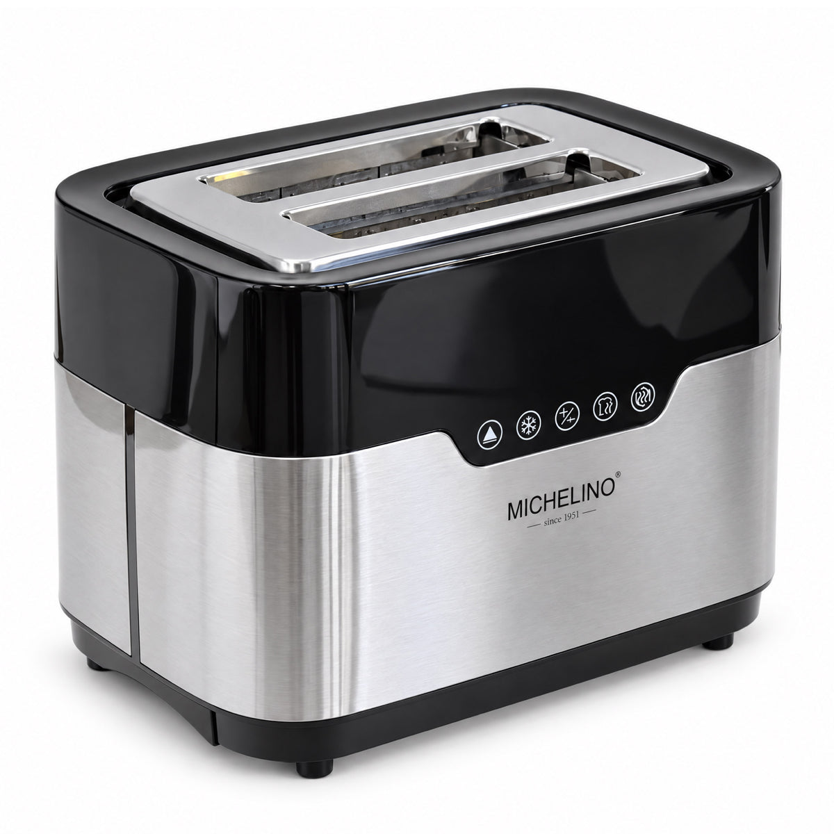 MICHELINO Toaster 2-Scheiben Edelstahl – 920W, Touch-Control, LED-Digitalanzeige, Bagelfunktion & breite Schlitze