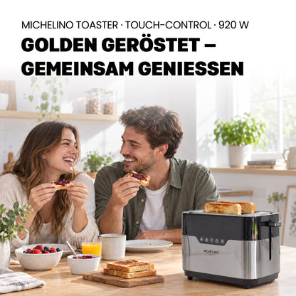 MICHELINO Toaster 2-Scheiben Edelstahl – 920W, Touch-Control, LED-Digitalanzeige, Bagelfunktion & breite Schlitze – Ansicht 8