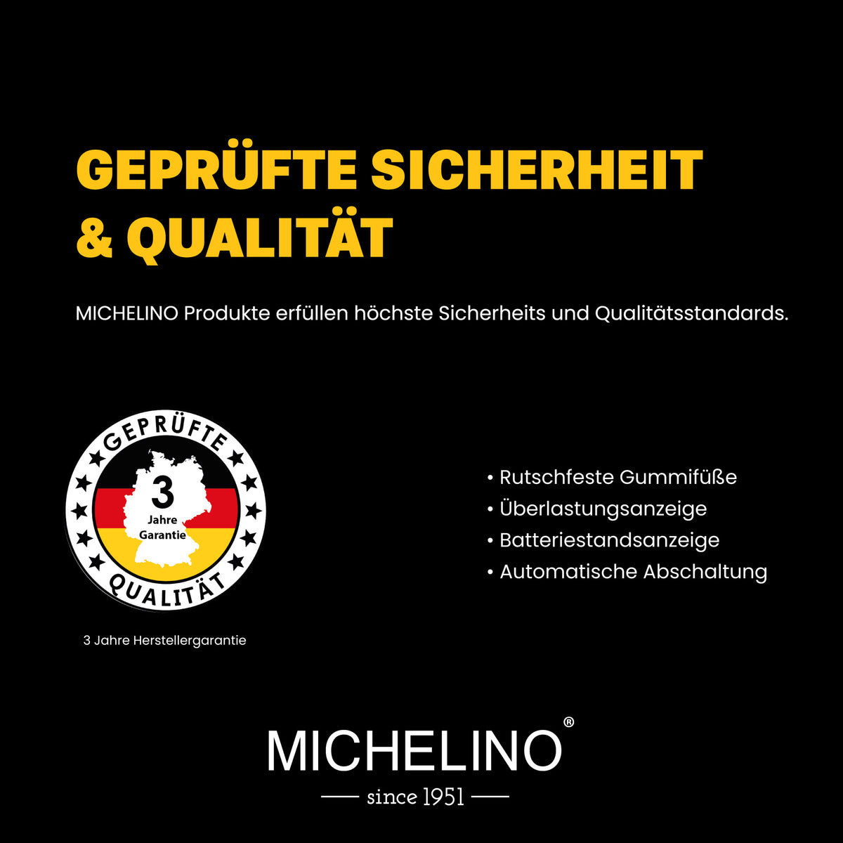 MICHELINO Küchenwaage Schwarz – 5 kg, 15×22 cm, 4 DMS-Sensoren, 1g Teilung & großes LCD – Ansicht 6