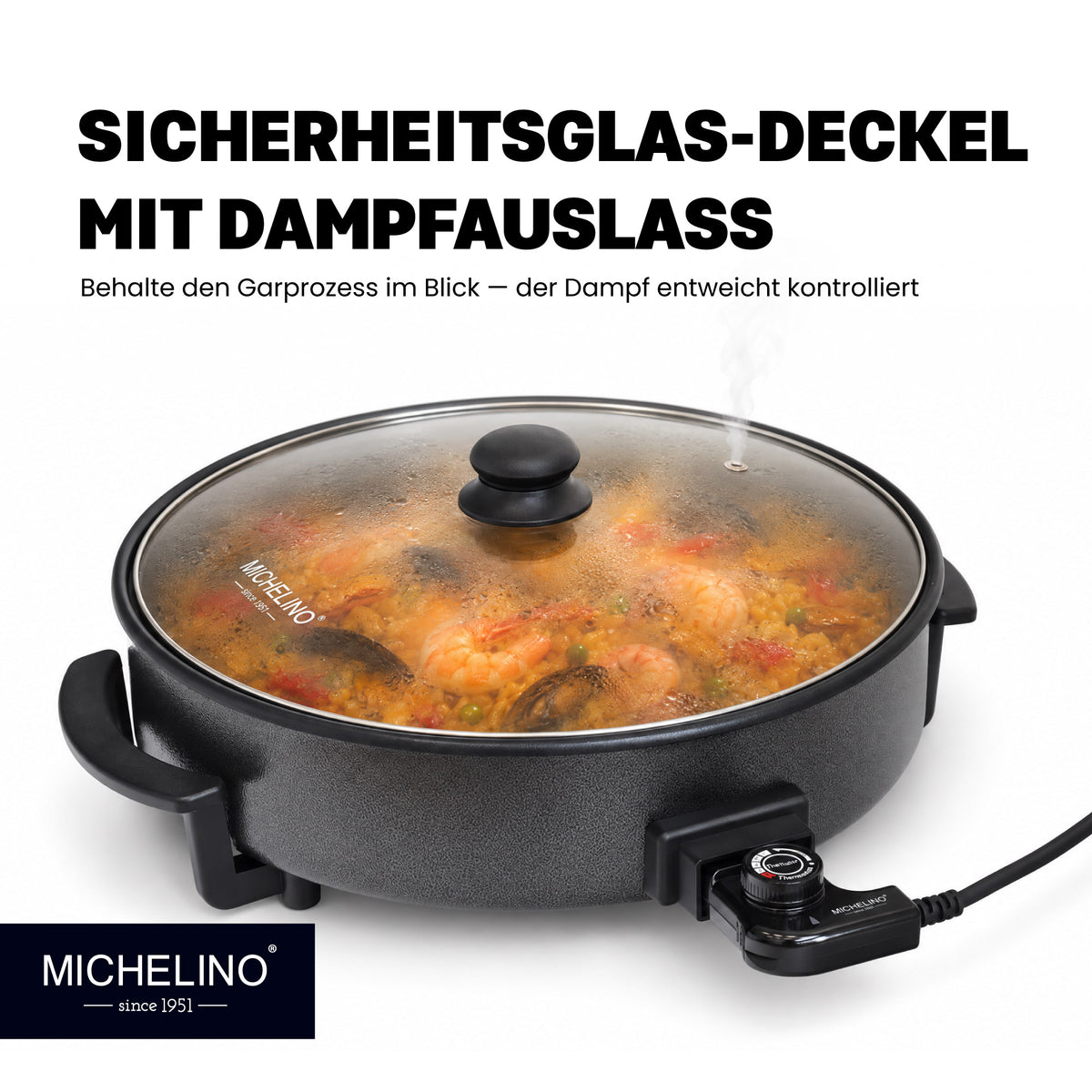MICHELINO Multipfanne Elektrisch breit 42 cm höhe 7 cm Pizza p – Ansicht 3