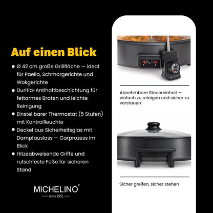 MICHELINO Multipfanne Elektrisch breit 42 cm höhe 7 cm Pizza p – Ansicht 4