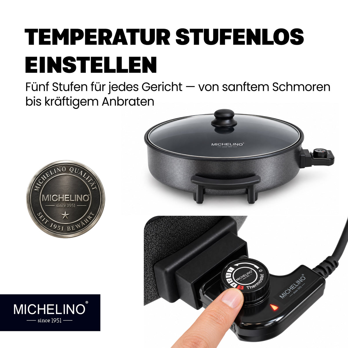 MICHELINO Multipfanne Elektrisch breit 42 cm höhe 7 cm Pizza p – Ansicht 5