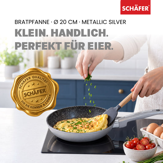 SCHÄFER Bratpfanne Ø 20 cm Metallic Silver – Antihaftbeschichtung, induktionsgeeignet – Ansicht 2