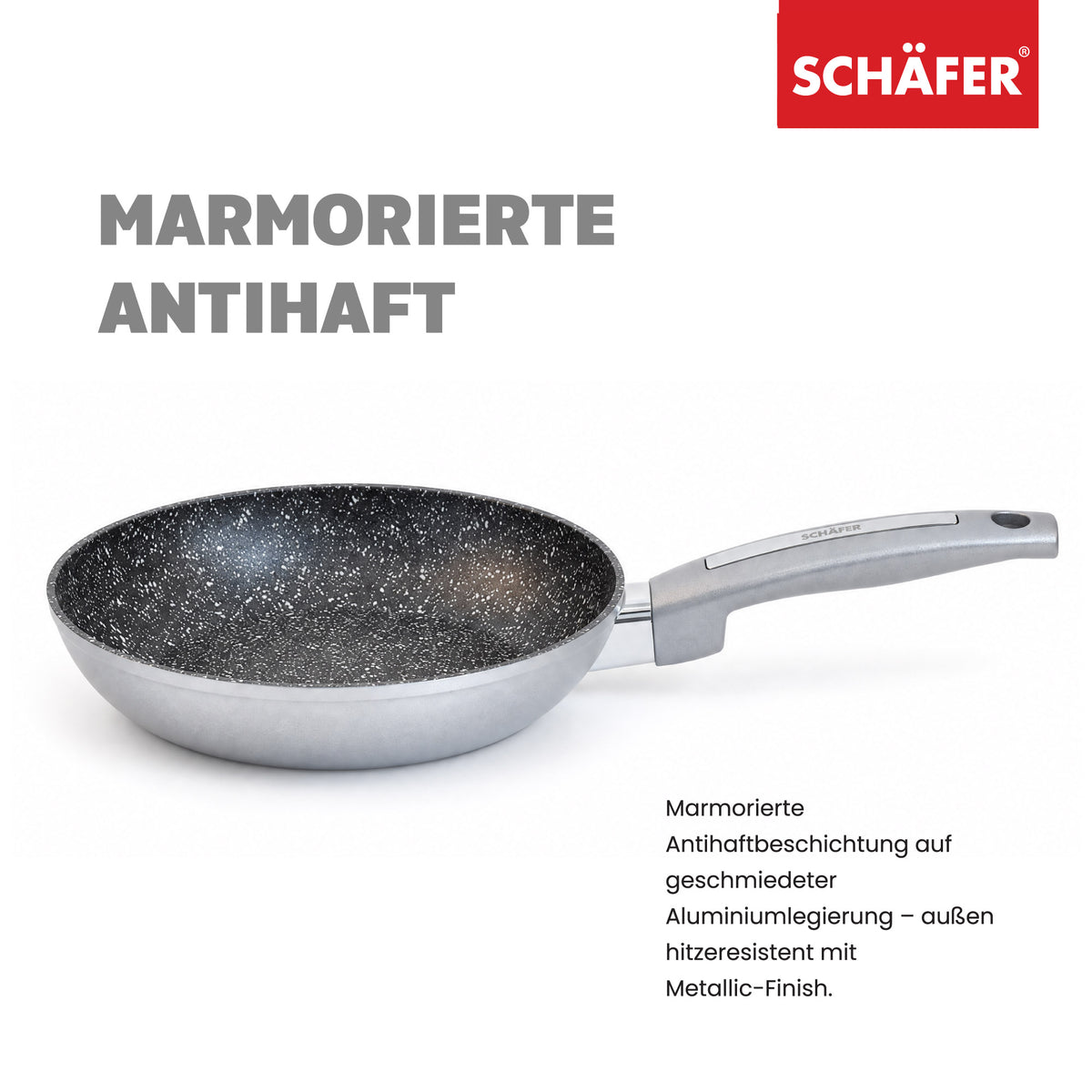 SCHÄFER Bratpfanne Ø 20 cm Metallic Silver – Antihaftbeschichtung, induktionsgeeignet – Ansicht 3