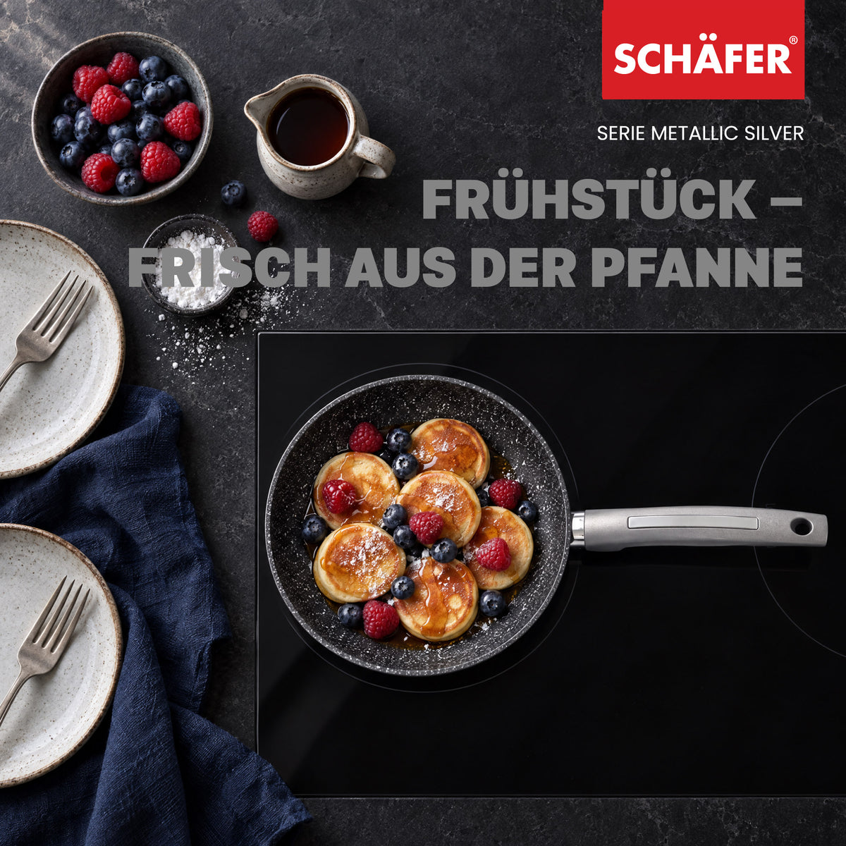 SCHÄFER Bratpfanne Ø 20 cm Metallic Silver – Antihaftbeschichtung, induktionsgeeignet – Ansicht 7