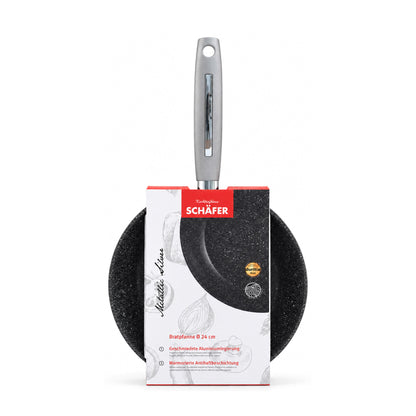 SCHÄFER Bratpfanne Ø 24 cm Metallic Silver – Antihaftbeschichtung, induktionsgeeignet