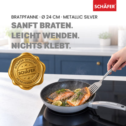 SCHÄFER Bratpfanne Ø 24 cm Metallic Silver – Antihaftbeschichtung, induktionsgeeignet – Ansicht 2