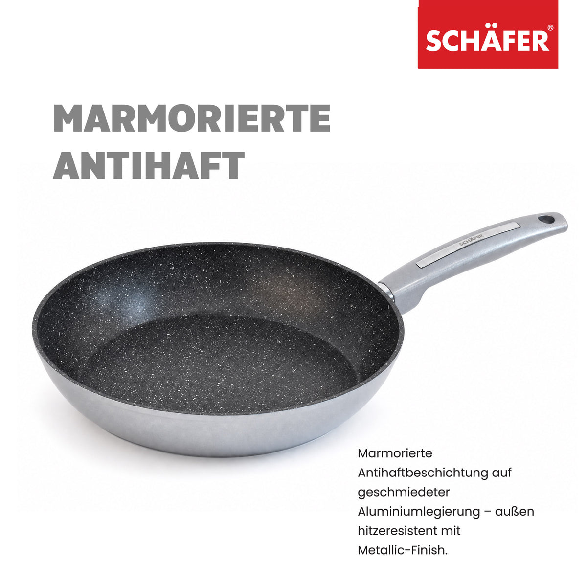 SCHÄFER Bratpfanne Ø 28 cm Metallic Silver – Antihaftbeschichtung, induktionsgeeignet – Ansicht 3
