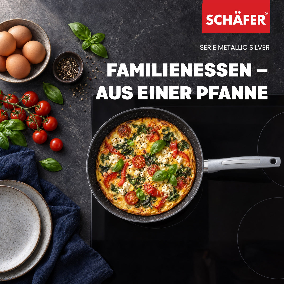 SCHÄFER Bratpfanne Ø 28 cm Metallic Silver – Antihaftbeschichtung, induktionsgeeignet – Ansicht 7