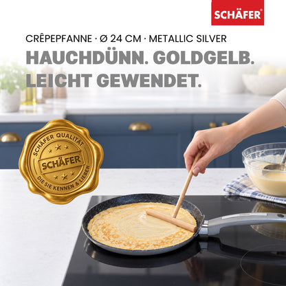 SCHÄFER Crêpepfanne Ø 24 cm Metallic Silver – Antihaftbeschichtung, induktionsgeeignet – Ansicht 2
