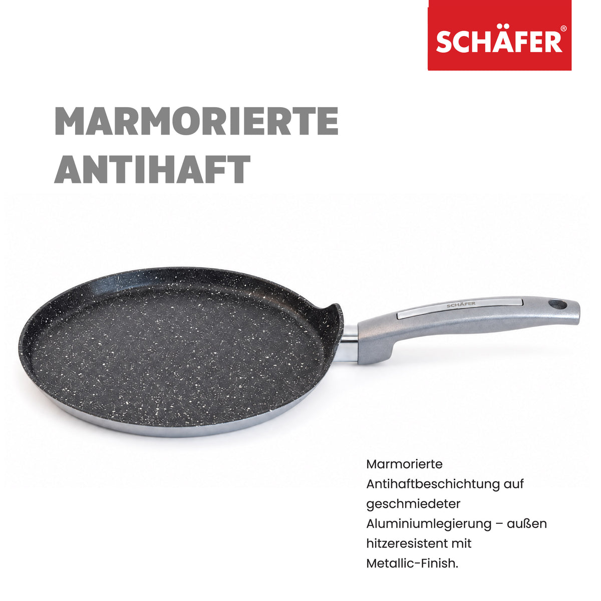 SCHÄFER Crêpepfanne Ø 24 cm Metallic Silver – Antihaftbeschichtung, induktionsgeeignet – Ansicht 3