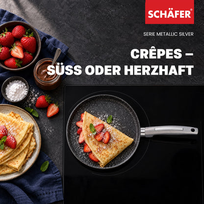 SCHÄFER Crêpepfanne Ø 24 cm Metallic Silver – Antihaftbeschichtung, induktionsgeeignet – Ansicht 7