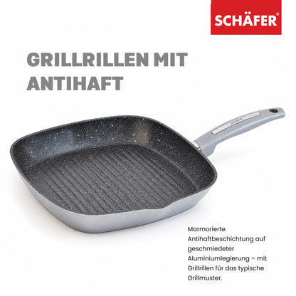 SCHÄFER Grillpfanne 28 × 28 cm Metallic Silver – Antihaftbeschichtung, induktionsgeeignet – Ansicht 3