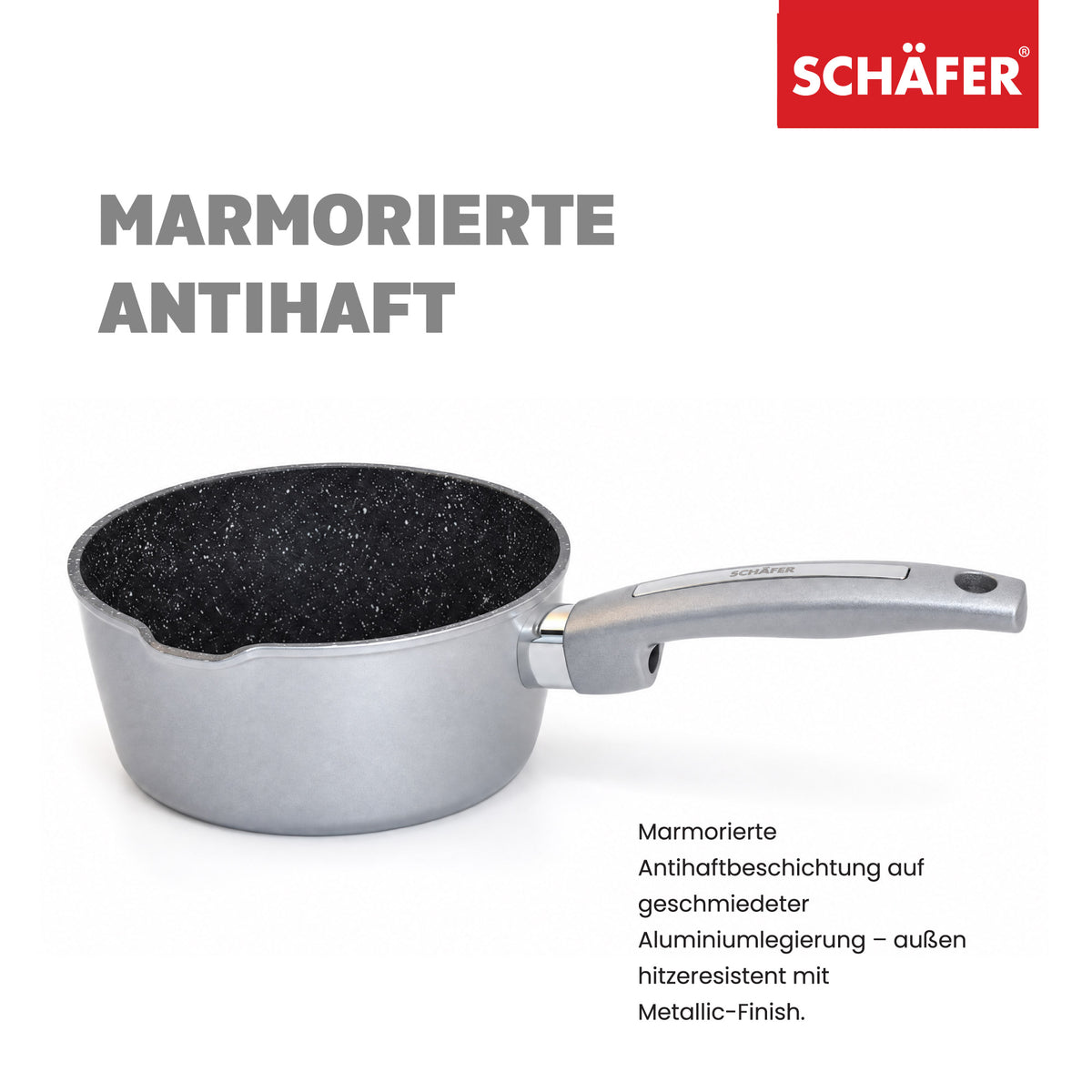 SCHÄFER Stieltopf Ø 16 cm Metallic Silver – Antihaftbeschichtung, induktionsgeeignet – Ansicht 3