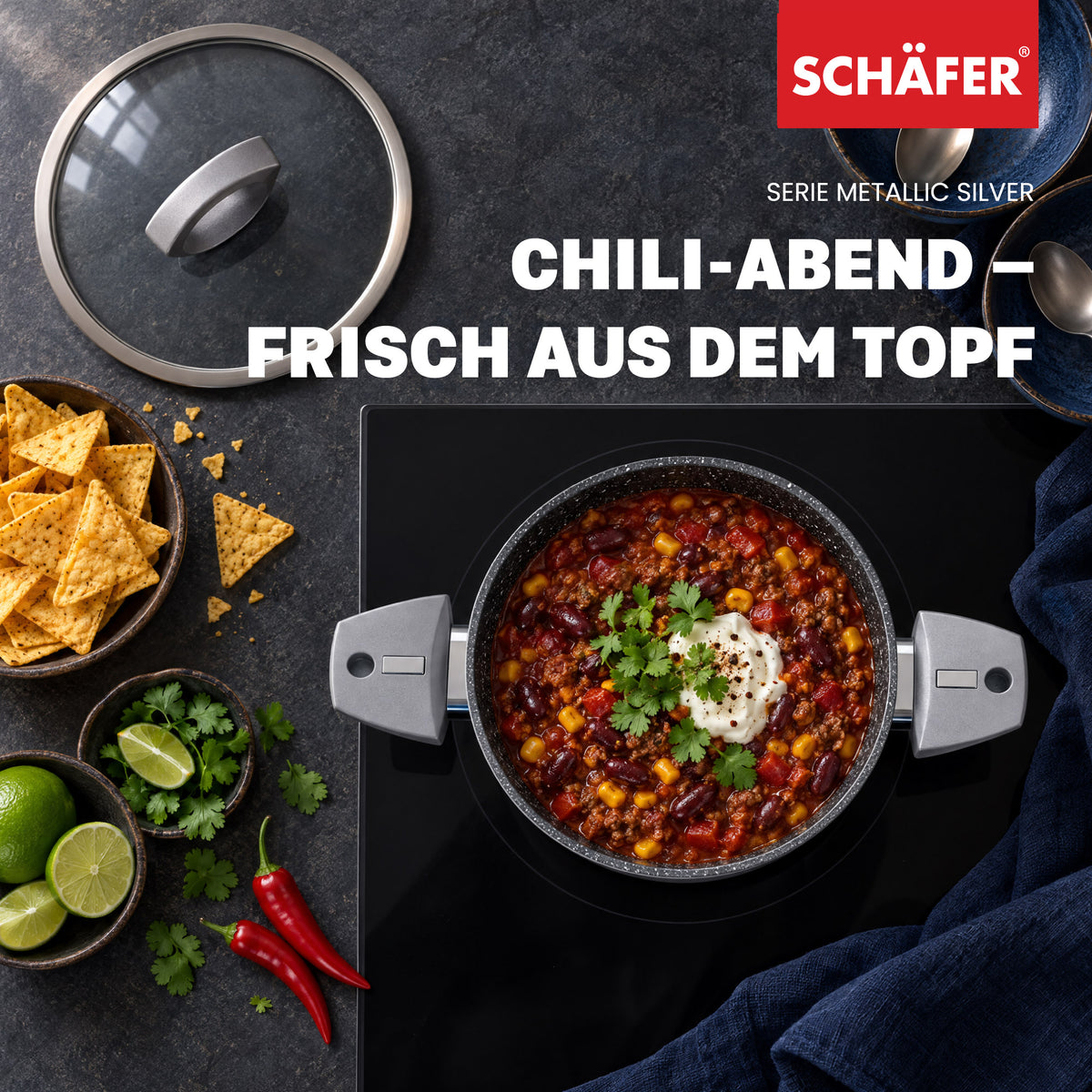 SCHÄFER Bratentopf Ø 20 cm Metallic Silver – Antihaftbeschichtung, induktionsgeeignet – Ansicht 7