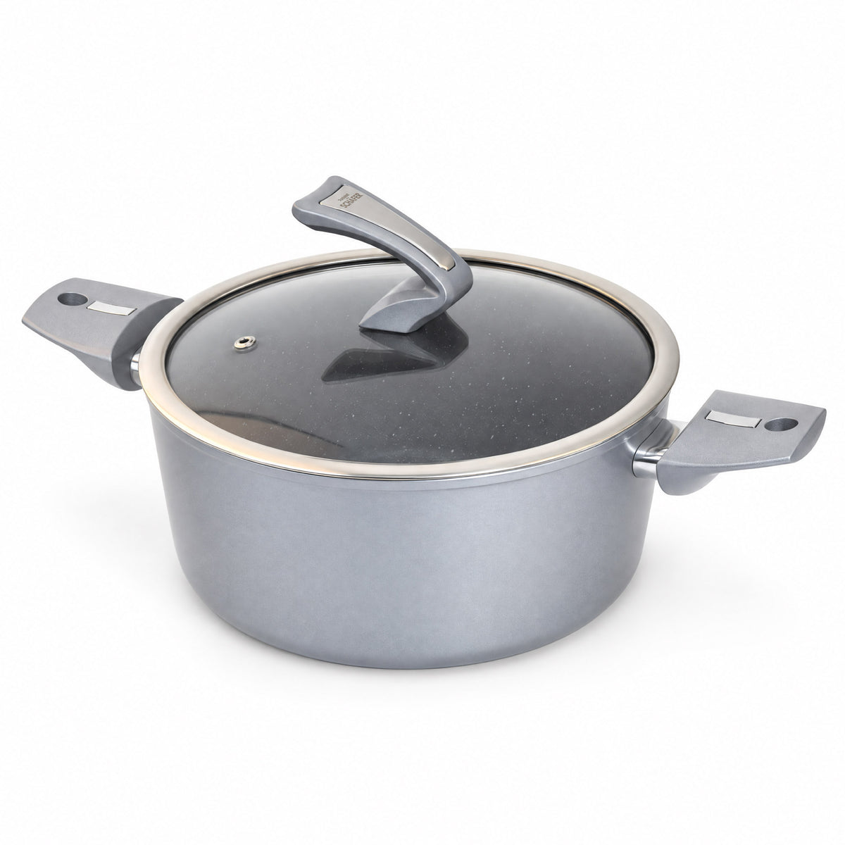 SCHÄFER Bratentopf Ø 24 cm Metallic Silver – Antihaftbeschichtung, induktionsgeeignet