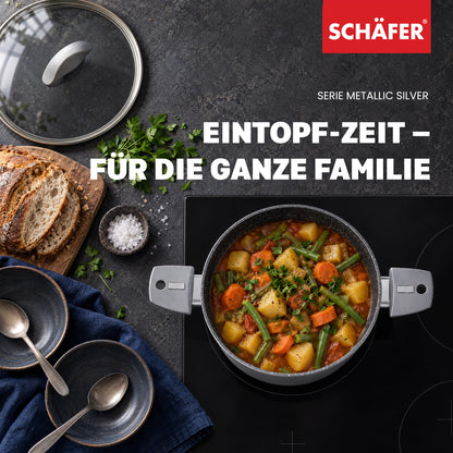 SCHÄFER Bratentopf Ø 24 cm Metallic Silver – Antihaftbeschichtung, induktionsgeeignet – Ansicht 7
