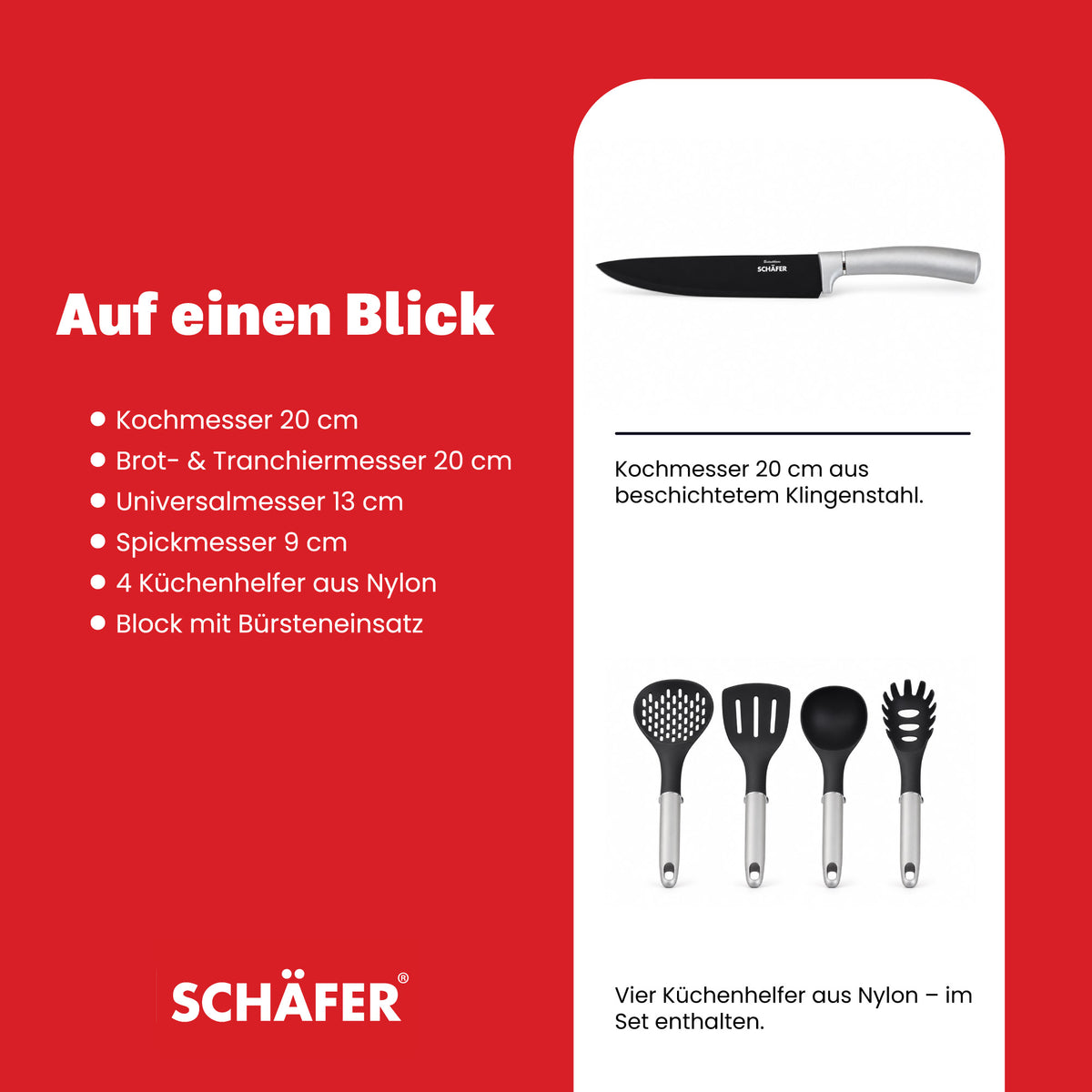 SCHÄFER 10-tlg. Messerblock Silver – Ansicht 4