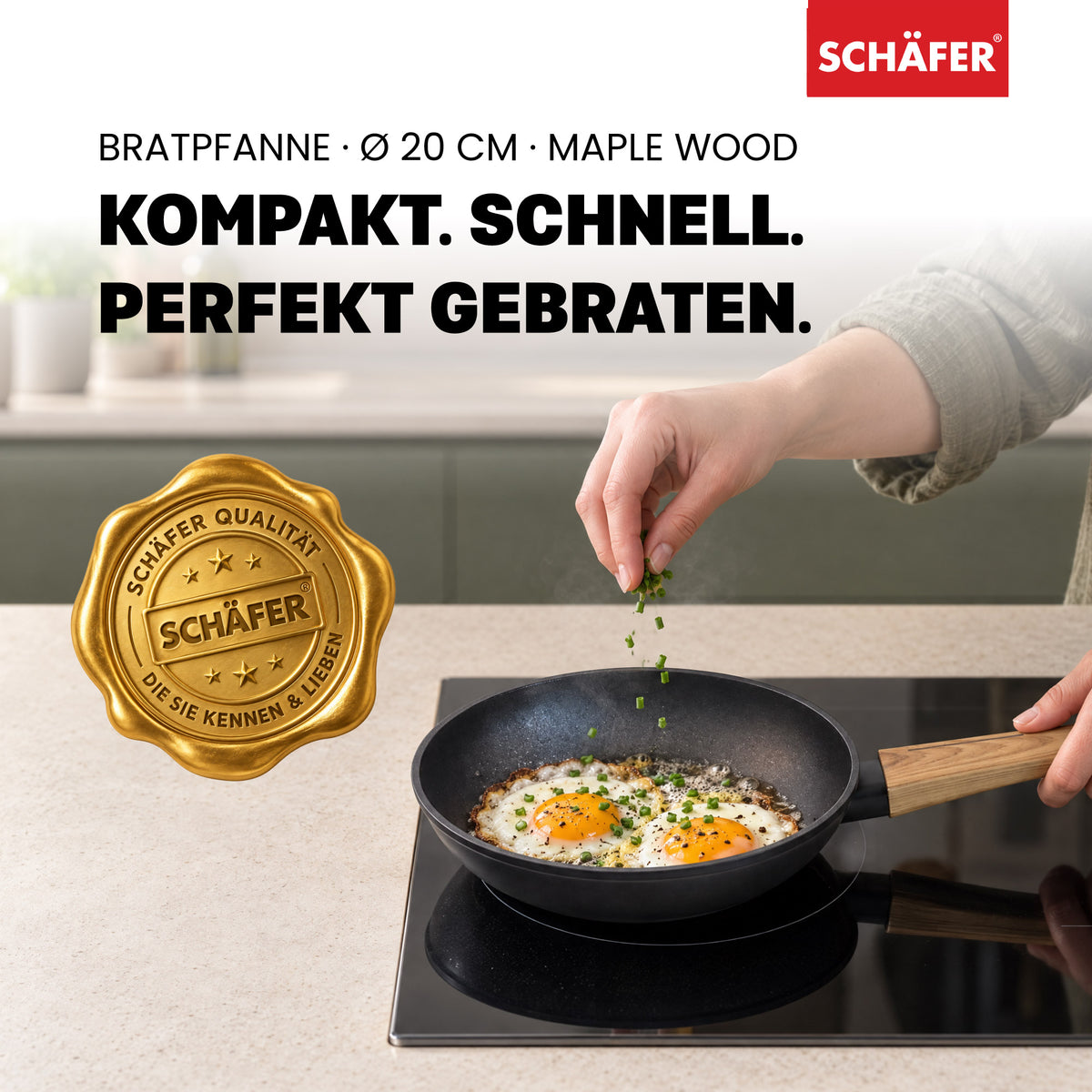 SCHÄFER Bratpfanne Ø 20 cm Maple Wood – Antihaftbeschichtung, induktionsgeeignet – Ansicht 2