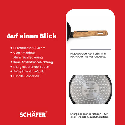 SCHÄFER Bratpfanne Ø 20 cm Maple Wood – Antihaftbeschichtung, induktionsgeeignet – Ansicht 4