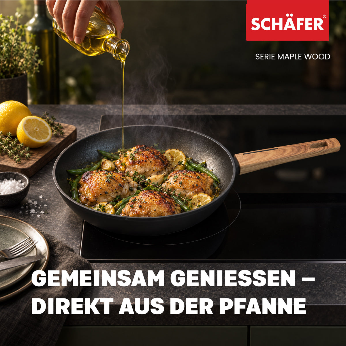 SCHÄFER Bratpfanne Ø 28 cm Maple Wood – Antihaftbeschichtung, induktionsgeeignet – Ansicht 7